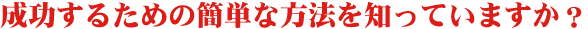 成功するための簡単な方法を知っていますか?